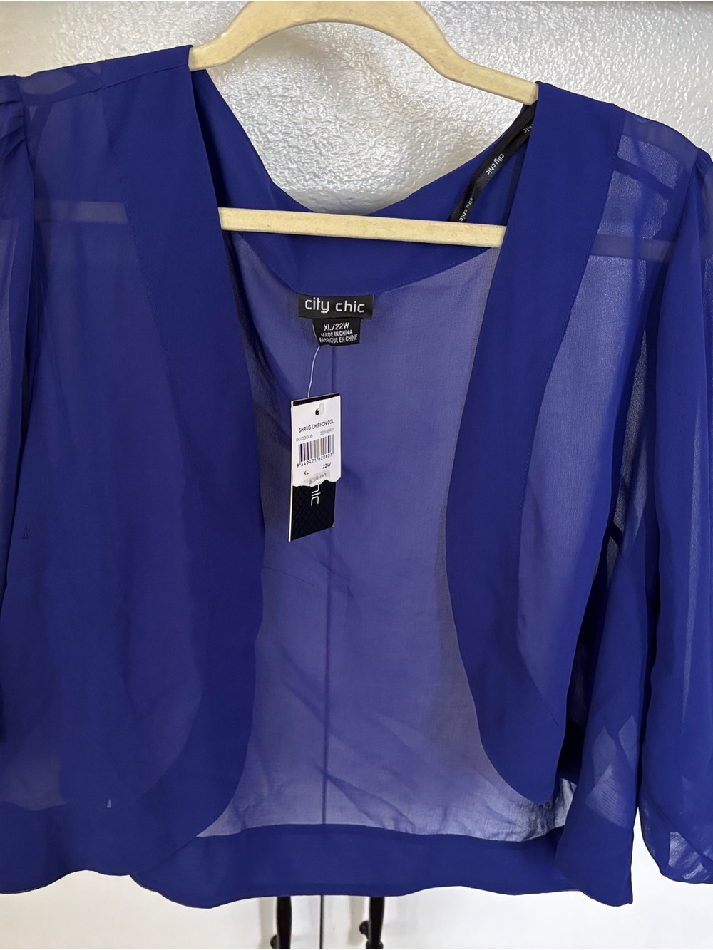 City Chic Cobalt Blue Sheer Chiffon Shrug